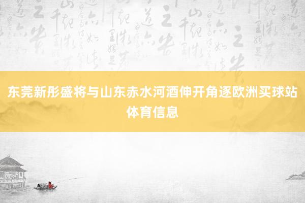 东莞新彤盛将与山东赤水河酒伸开角逐欧洲买球站体育信息