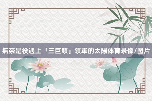 無奈是役遇上「三巨頭」領軍的太陽体育录像/图片
