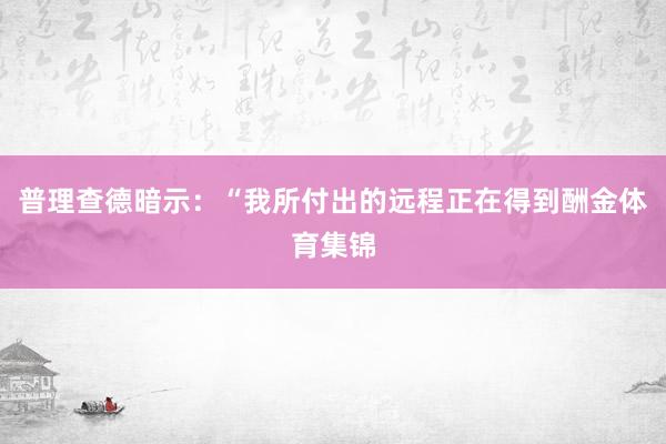 普理查德暗示：“我所付出的远程正在得到酬金体育集锦