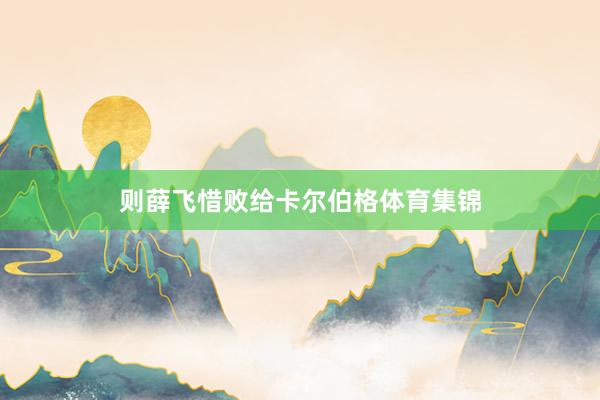 则薛飞惜败给卡尔伯格体育集锦