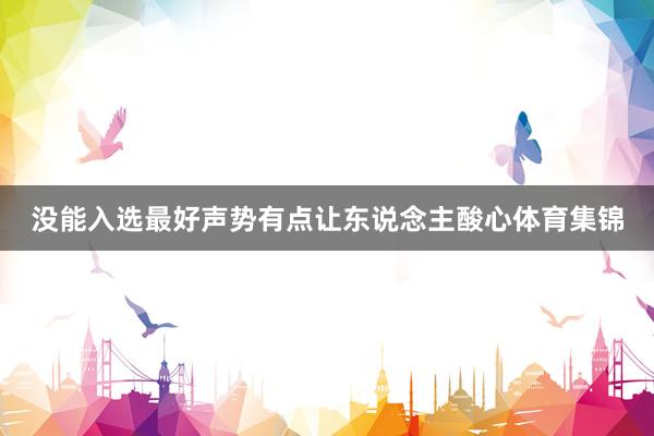 没能入选最好声势有点让东说念主酸心体育集锦